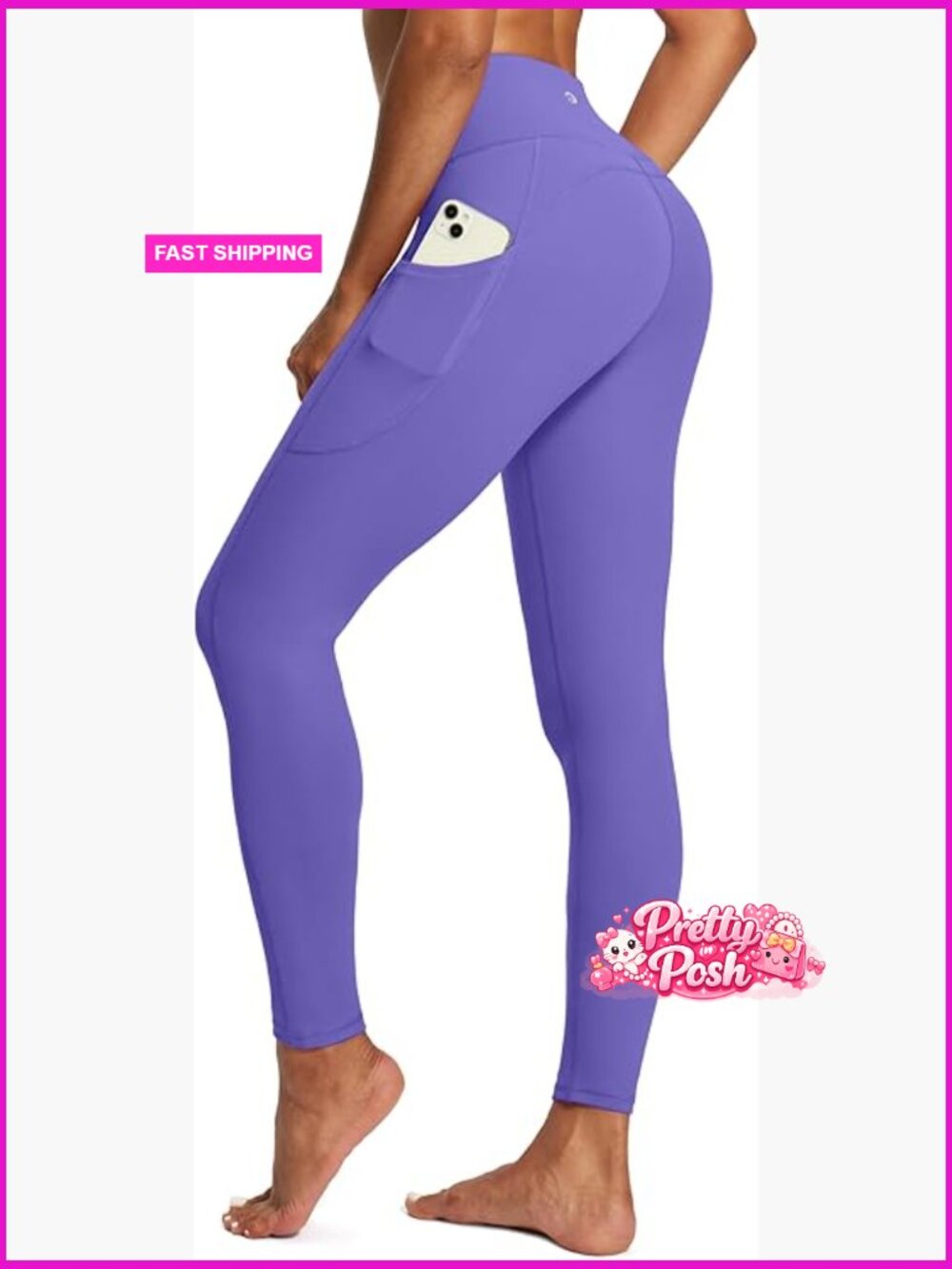 High Waist Yoga Pants with Pockets, Tummy Control Leggings, 4-Way Stretch